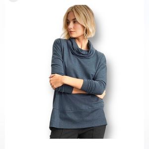 Garnet Hill Blue Tencel Cowl Neck Knit Tunic
